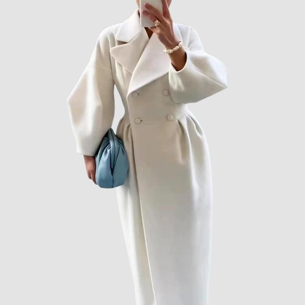 Women Elegant Belted Dress Coat