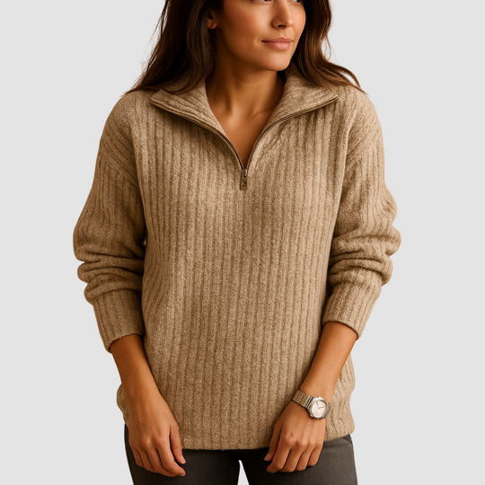 Chic half-zip pullover sweater for women