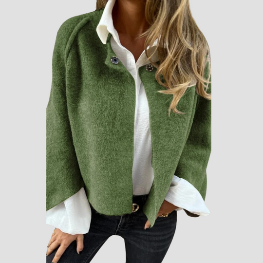 Women's Pea Coat with Batwing Sleeve Design