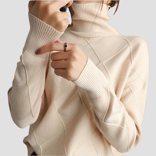Diamond Knit Turtleneck Sweater for Women