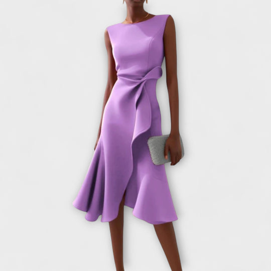 Sculpted Ruffle Midi Dress