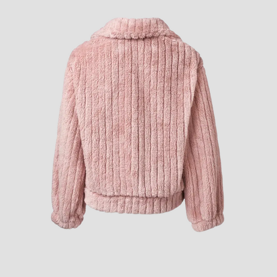 Solid Single Breasted Fuzzy Coat for Women