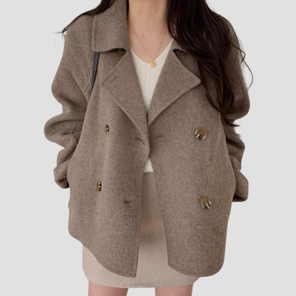 Double Breasted Blended Coat for Women