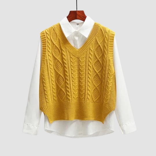 Women Cable Knit Sweater Vest