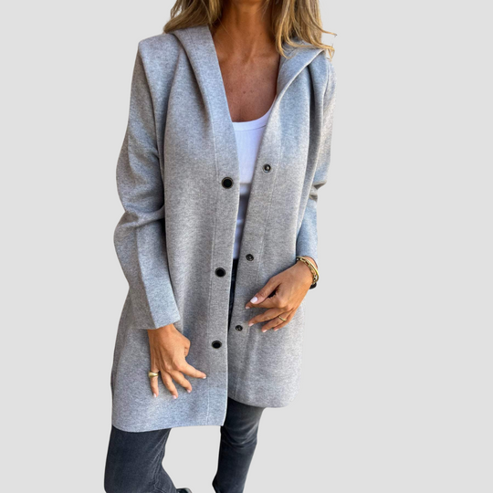 Women's Casual Single-Breasted Hooded Mid-Length Jacket