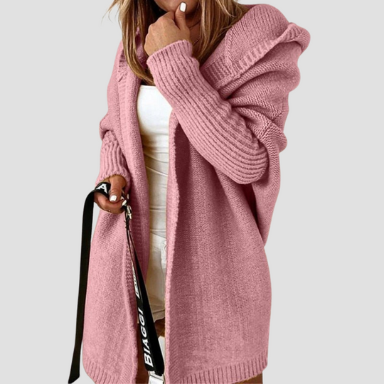 Hooded Knit Longline Cardigan for Women