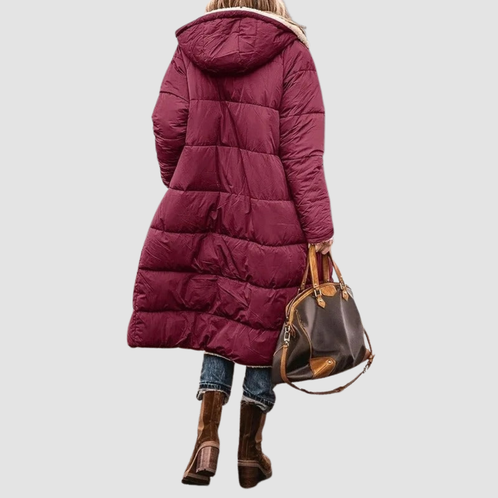 Women Longline Sherpa-Lined Puffer Coat