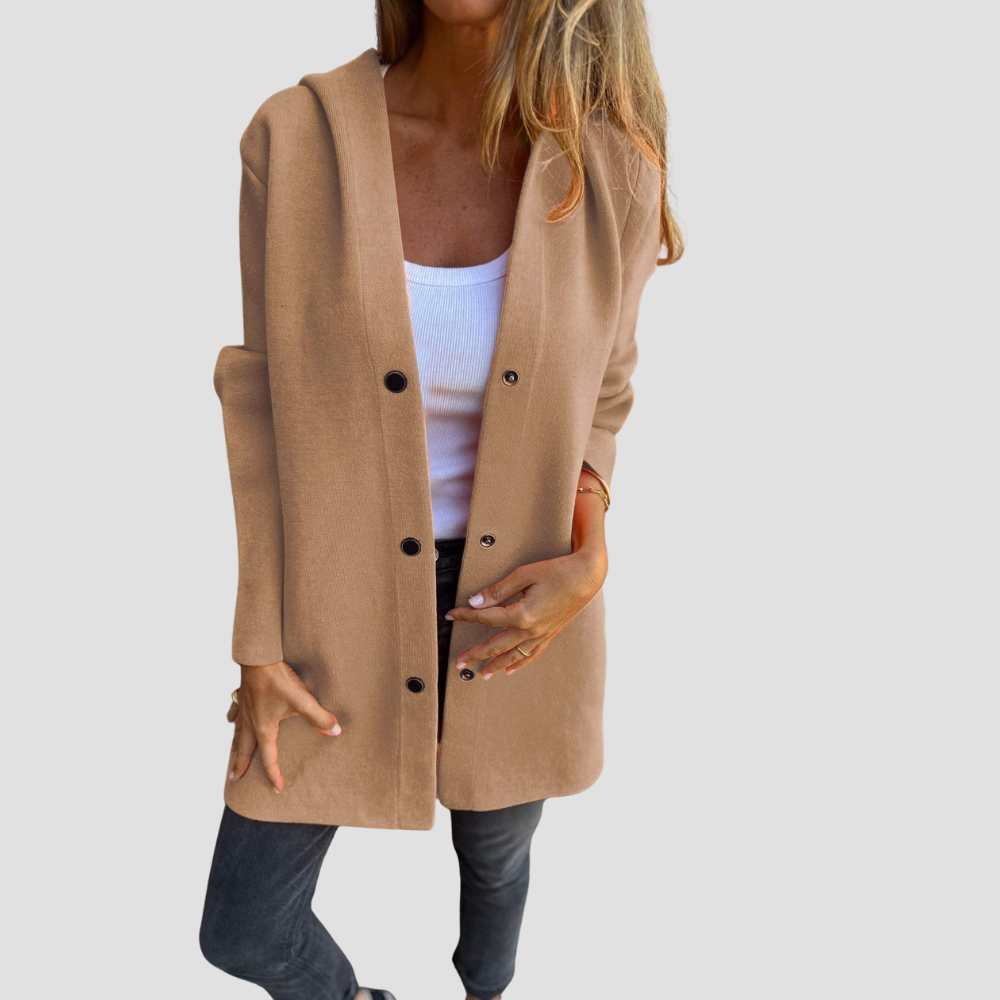 Women's Casual Single-Breasted Hooded Mid-Length Jacket