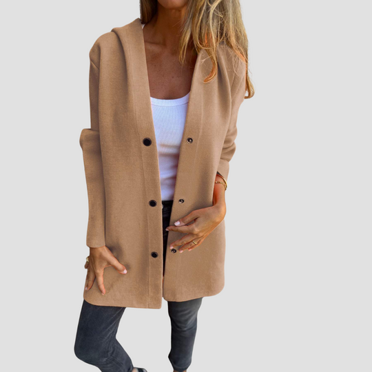 Women's Casual Single-Breasted Hooded Mid-Length Jacket