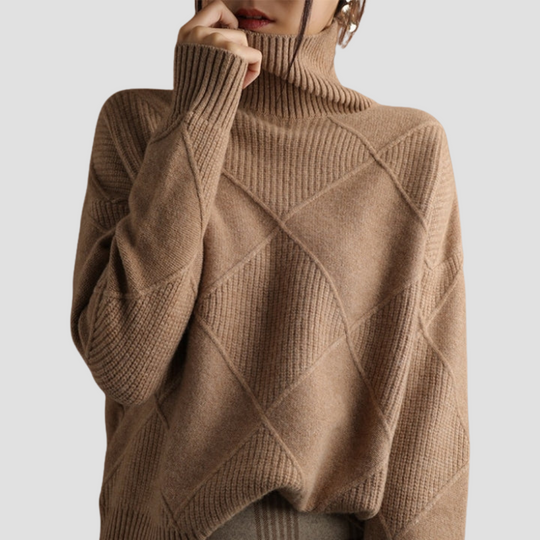 Diamond Knit Turtleneck Sweater for Women