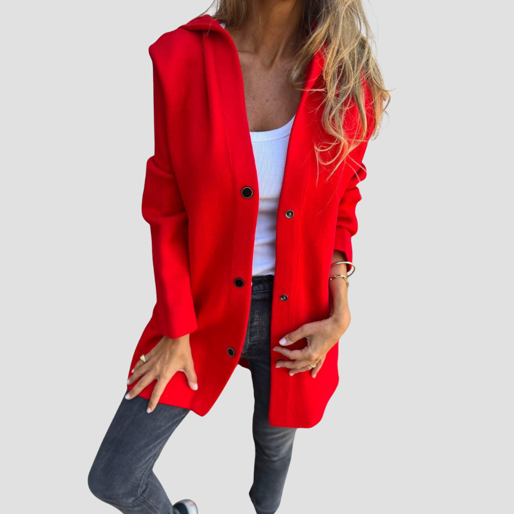 Women's Casual Single-Breasted Hooded Mid-Length Jacket