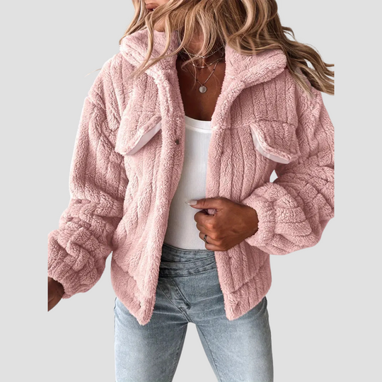 Solid Single Breasted Fuzzy Coat for Women