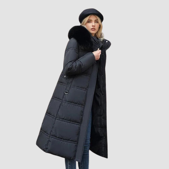 Women Modern Fur-Collar Long Puffer Coat