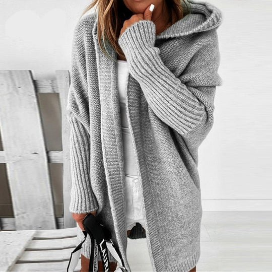 Hooded Knit Longline Cardigan for Women