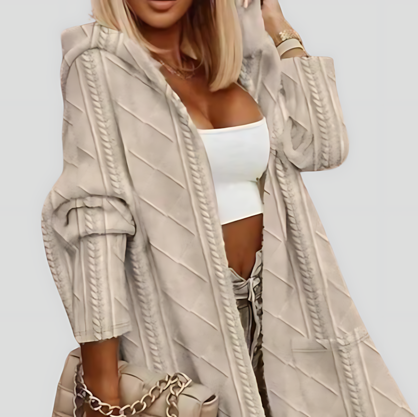 Extended Length Hooded Cardigan for Women