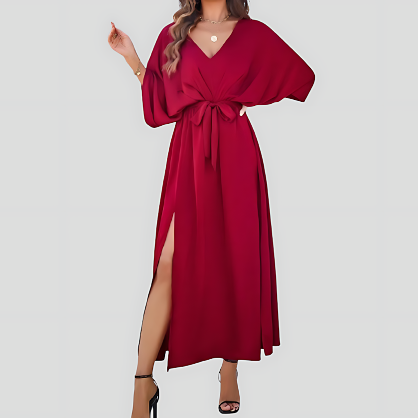 Women's V-Neck High Slit Maxi Dress