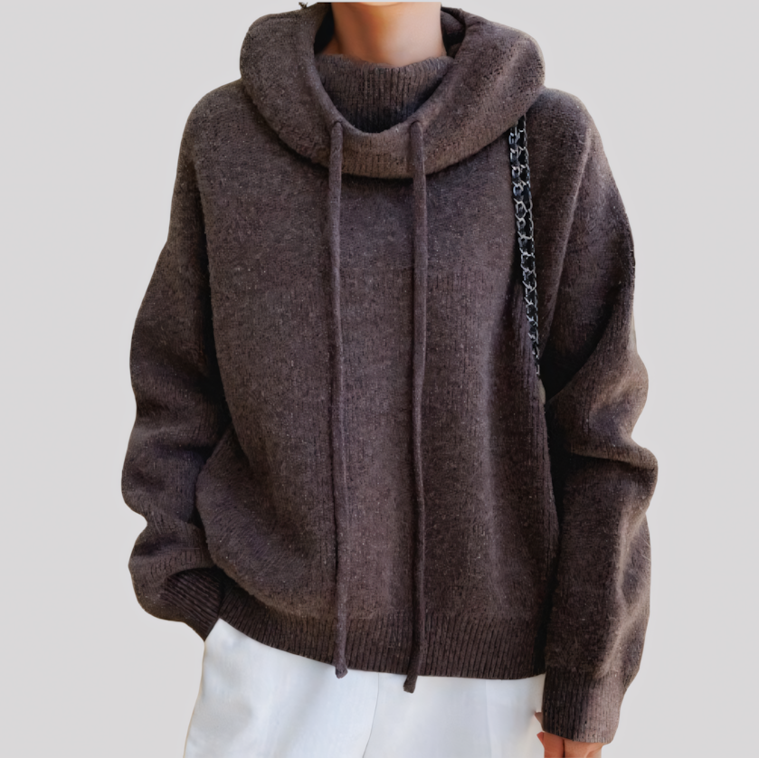 Cozy Hooded Knit Pullover Sweater for Women