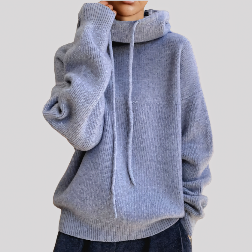 Cozy Hooded Knit Pullover Sweater for Women