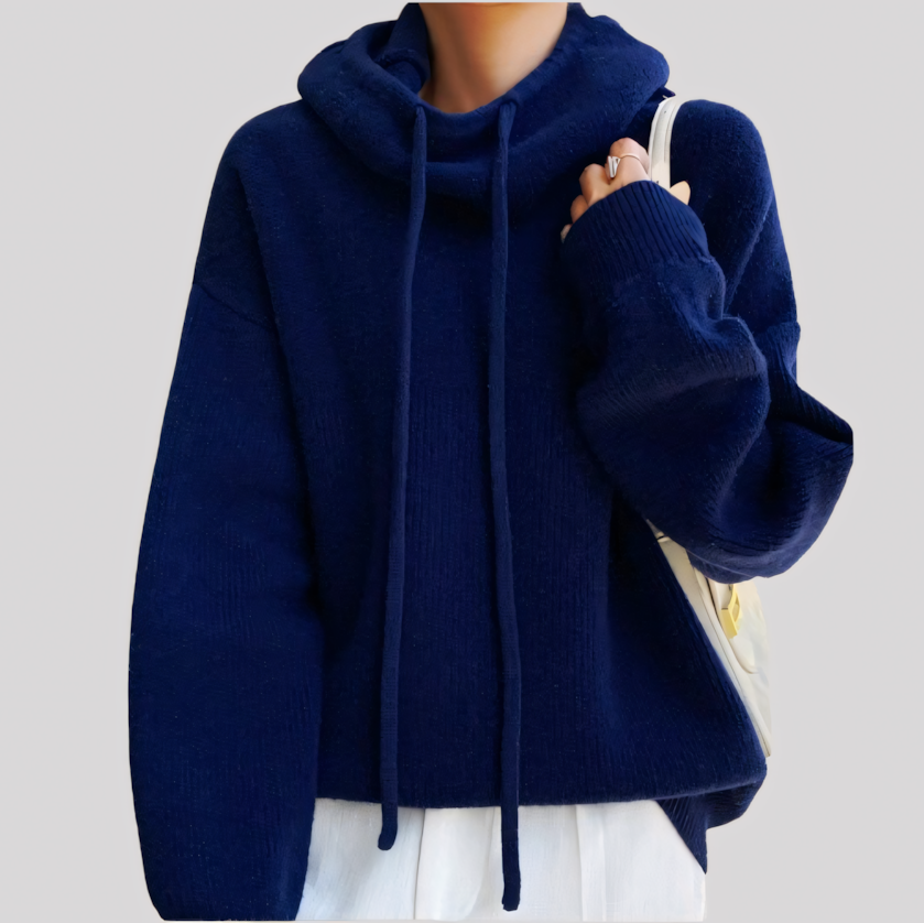 Cozy Hooded Knit Pullover Sweater for Women