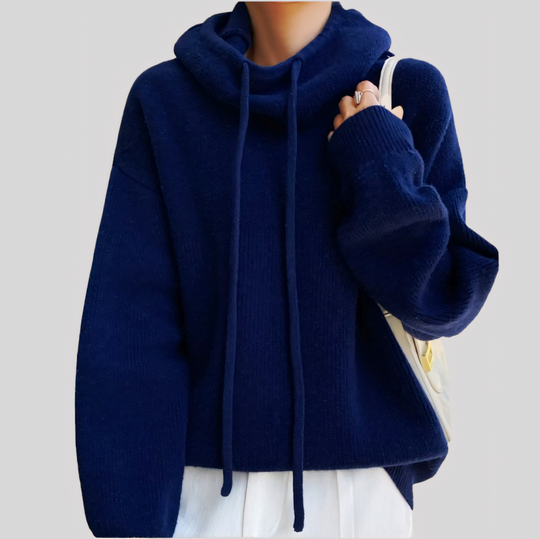 Cozy Hooded Knit Pullover Sweater for Women
