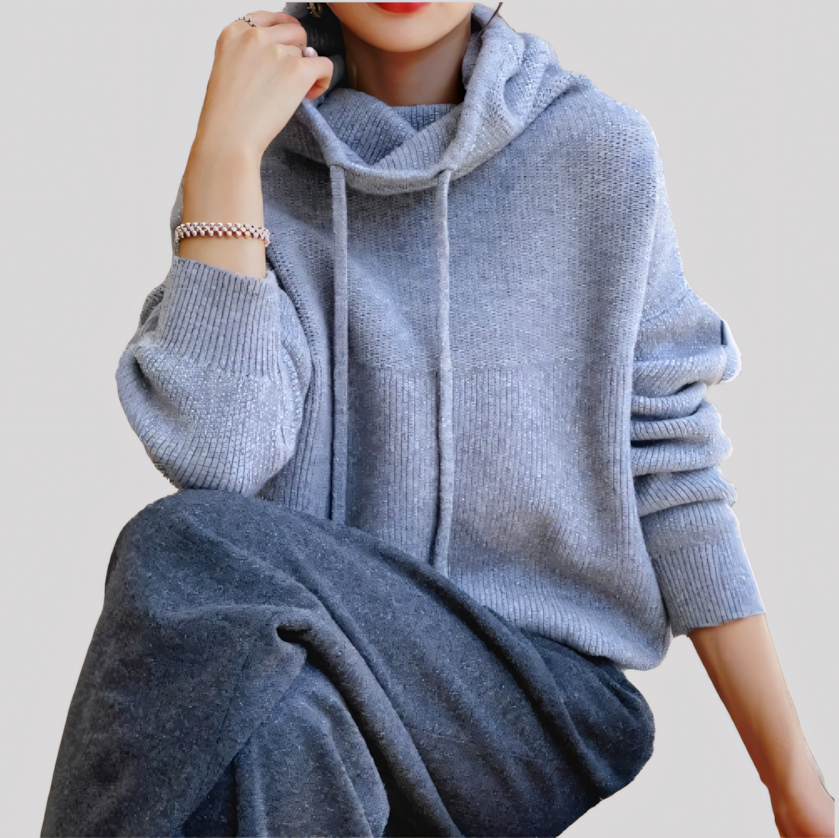 Cozy Hooded Knit Pullover Sweater for Women