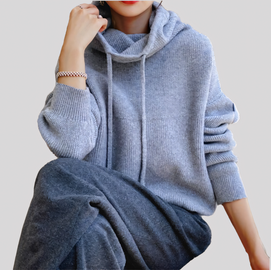 Cozy Hooded Knit Pullover Sweater for Women