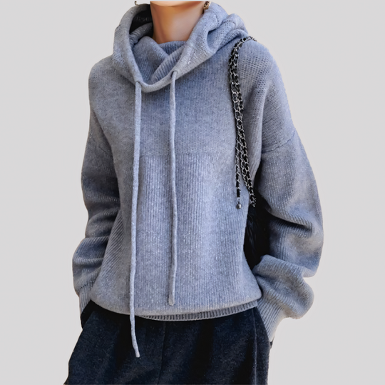 Cozy Hooded Knit Pullover Sweater for Women