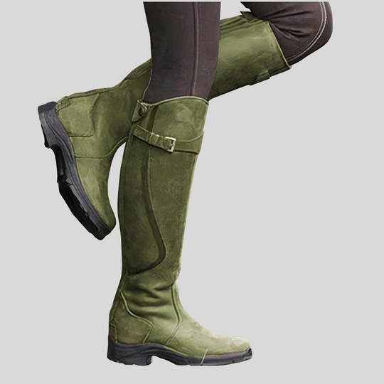 Women's Stylish Knee-High Boots with Buckle Detail