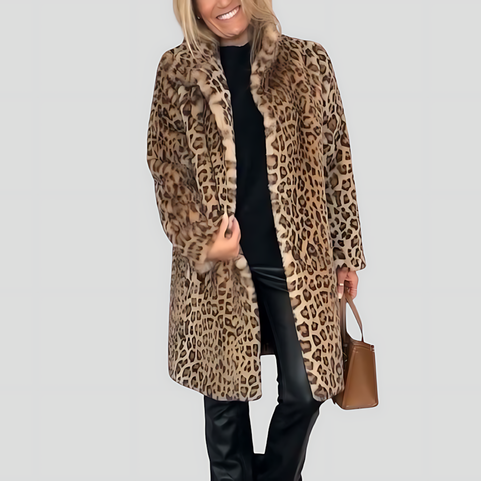 Warm Winter Leopard Print Coat for Women