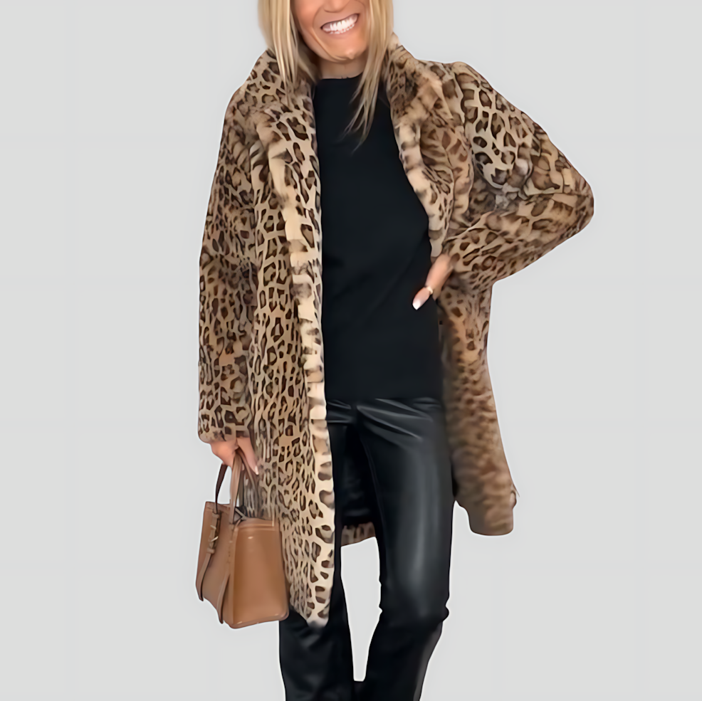 Warm Winter Leopard Print Coat for Women