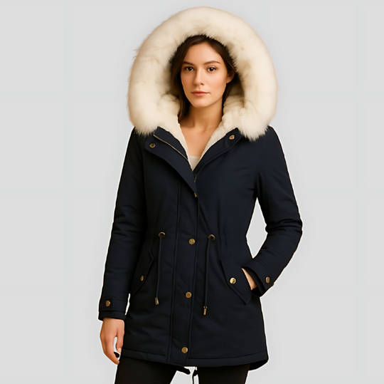 Women's Long Winter Parka Coat with Faux Fur Hood