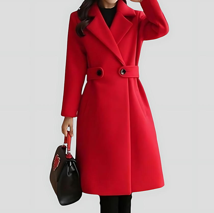 Women's Notched Lapel Mid-Long Winter Coat