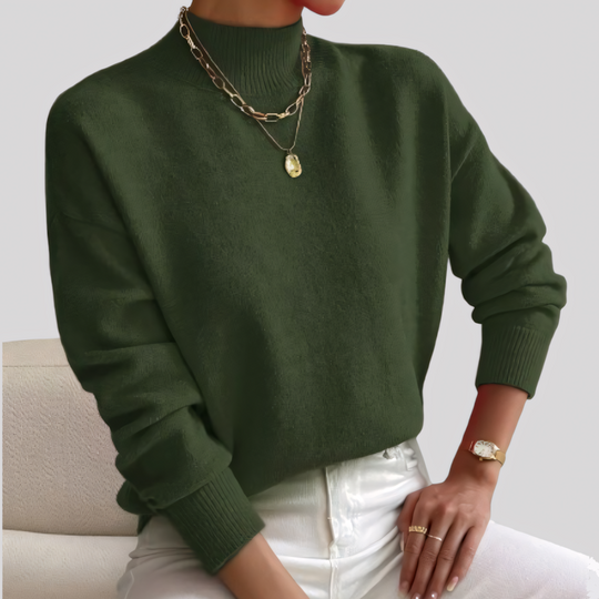 Women's Knit Ribbed Mock Neck Sweater