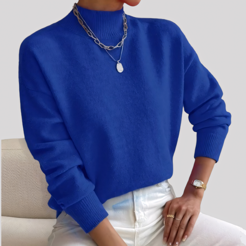 Women's Knit Ribbed Mock Neck Sweater