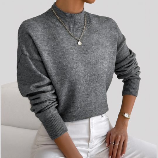 Women's Knit Ribbed Mock Neck Sweater