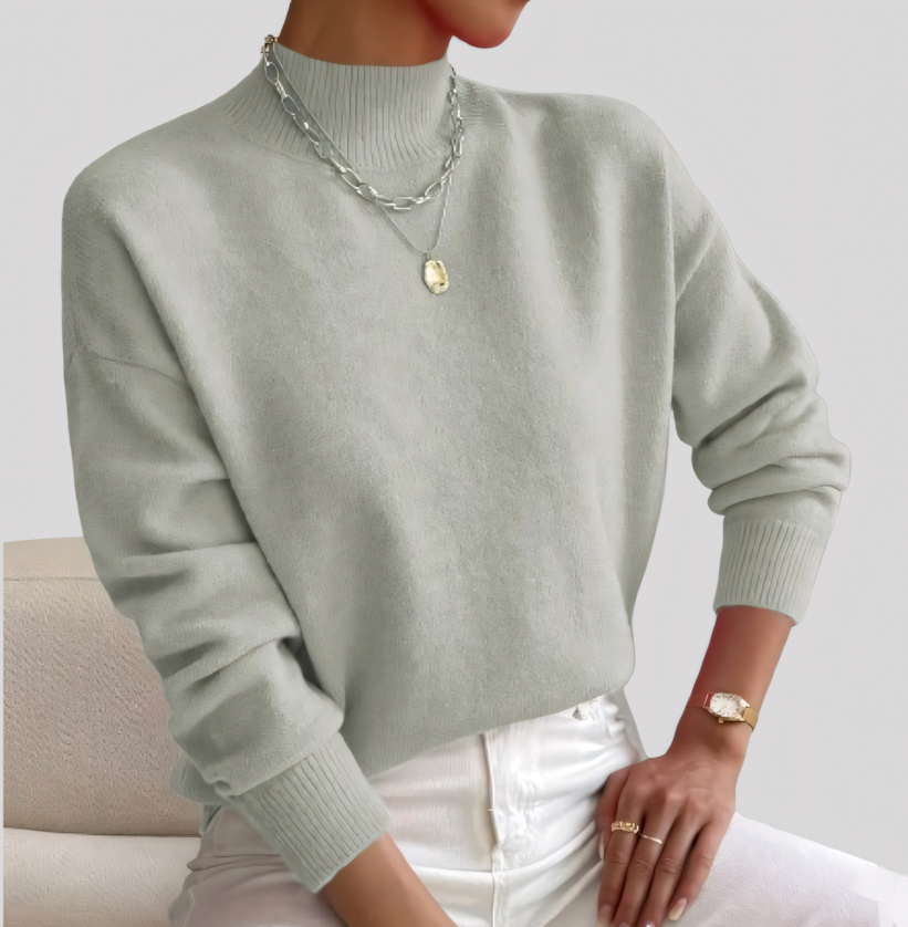 Women's Knit Ribbed Mock Neck Sweater