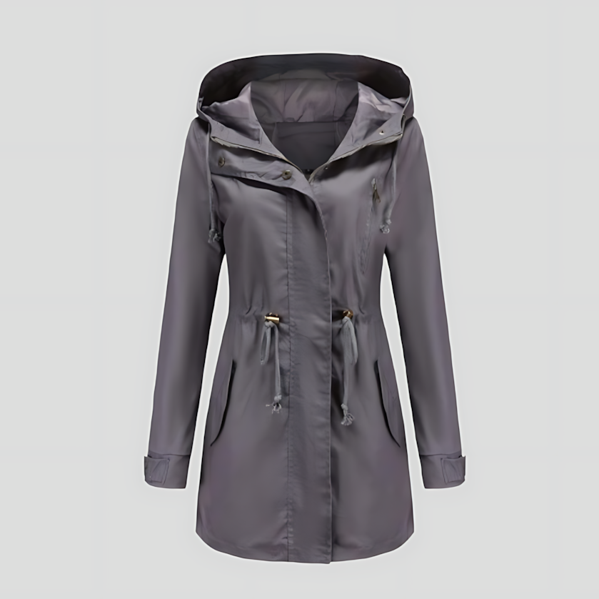Women's Hooded Parka Jacket with Adjustable Drawstring Waist