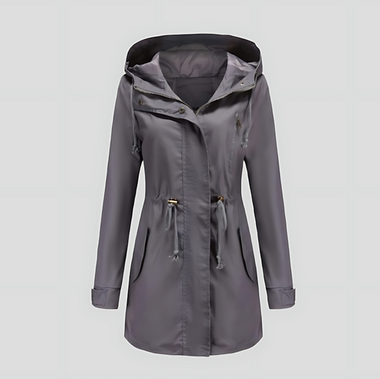 Women's Hooded Parka Jacket with Adjustable Drawstring Waist