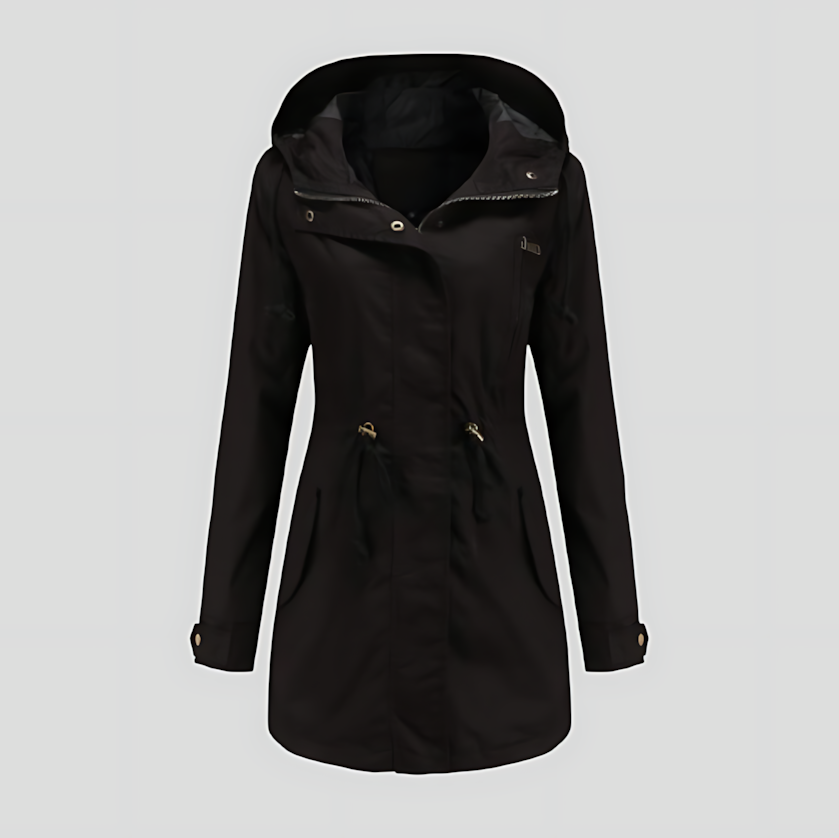 Women's Hooded Parka Jacket with Adjustable Drawstring Waist