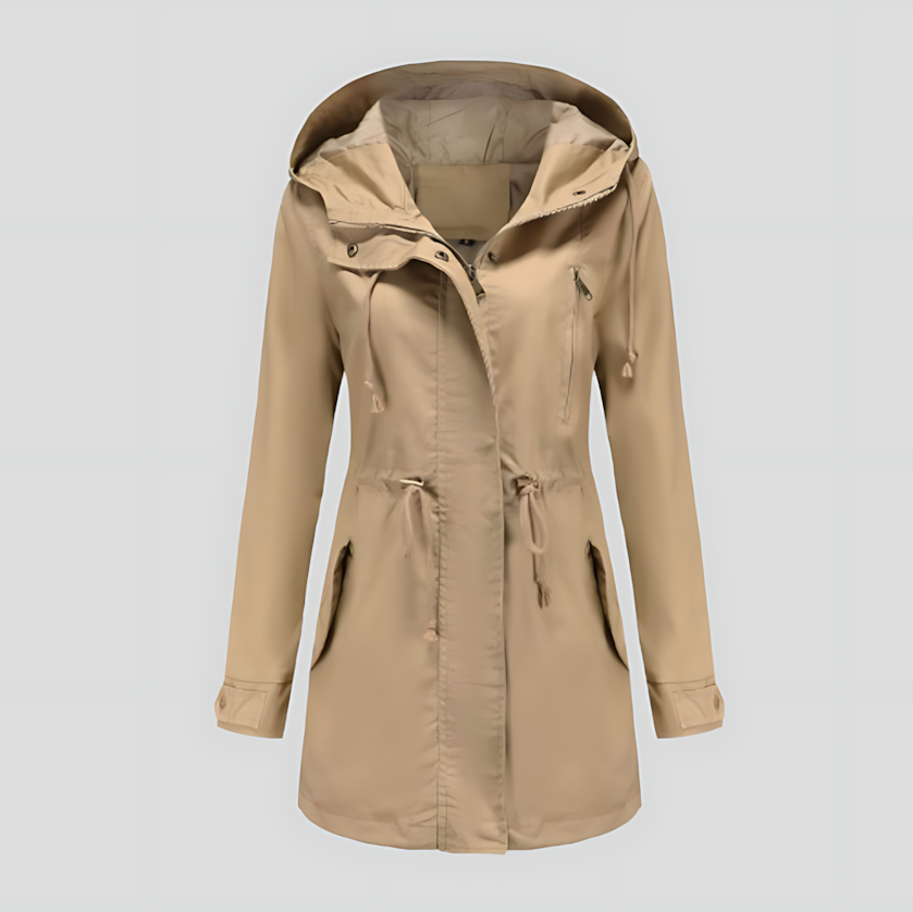 Women's Hooded Parka Jacket with Adjustable Drawstring Waist