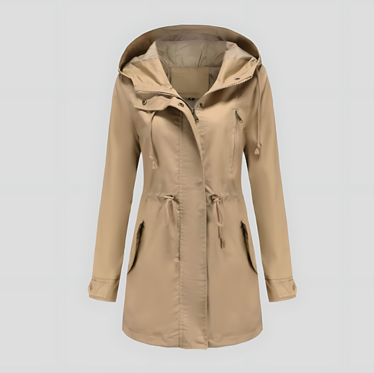 Women's Hooded Parka Jacket with Adjustable Drawstring Waist