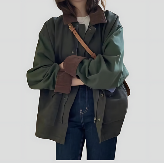 Women's Oversized Jacket with Contrast Collar