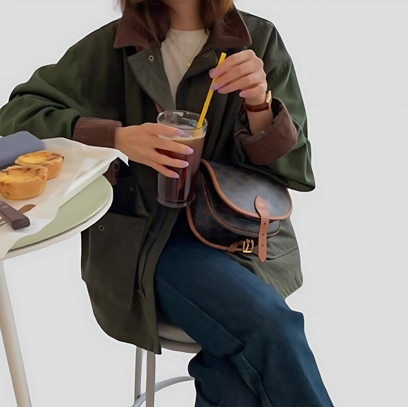 Women's Oversized Jacket with Contrast Collar