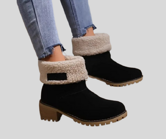 Plush Platform Ankle Boots for Women