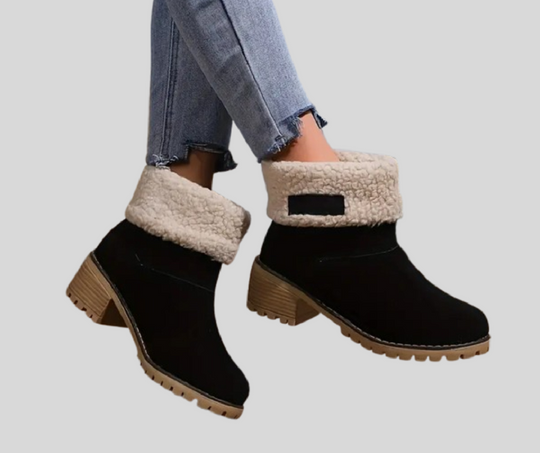Plush Platform Ankle Boots for Women