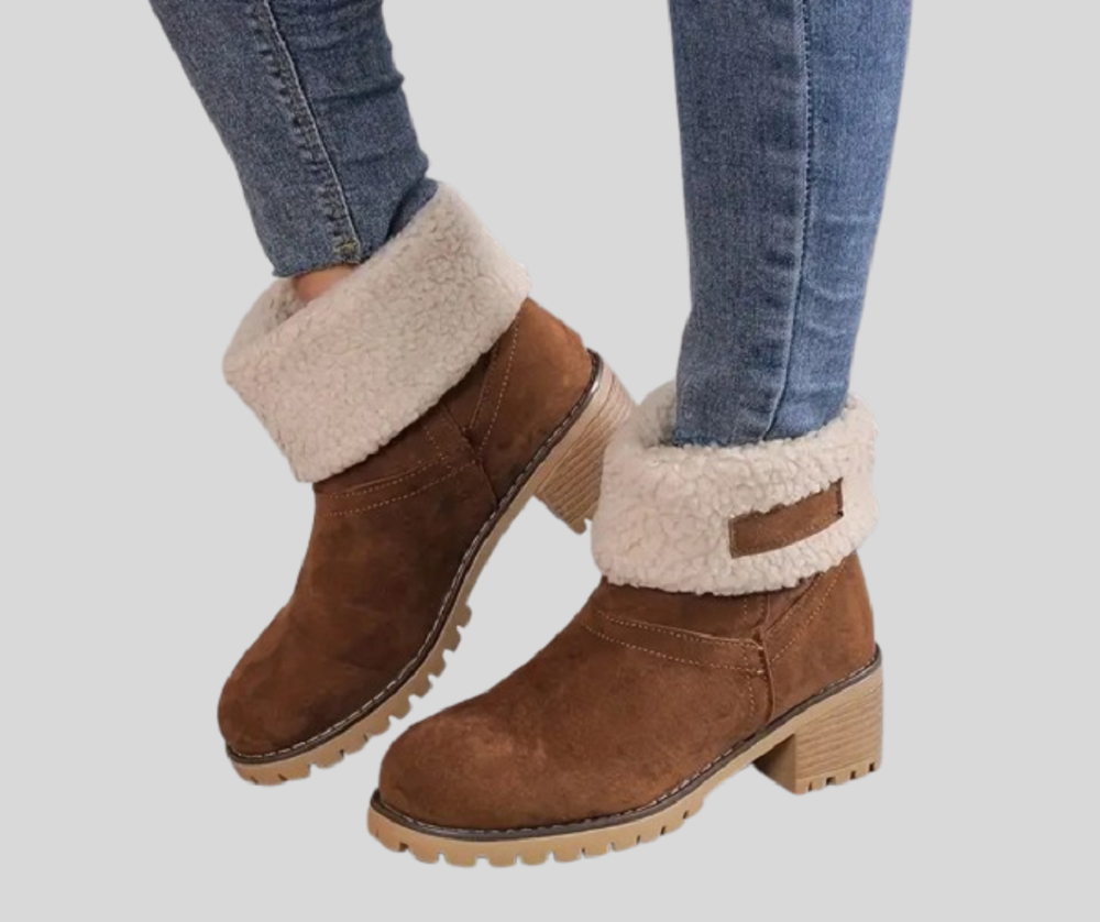 Plush Platform Ankle Boots for Women
