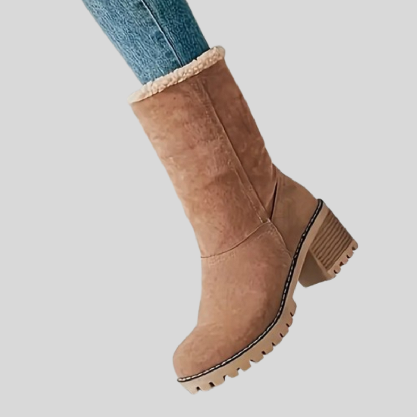 Plush Platform Ankle Boots for Women