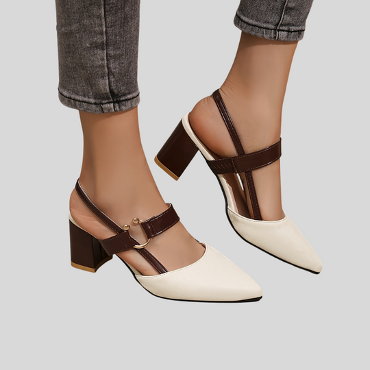 Women's Pointed-Toe Slingback Pumps with Block Heel