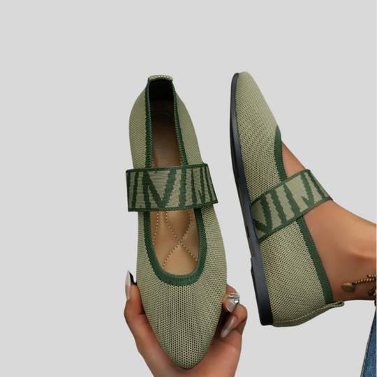 Women's Pointed Toe Flats with Checkered Strap