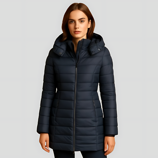 Women's Quilted Puffer Jacket with Hood